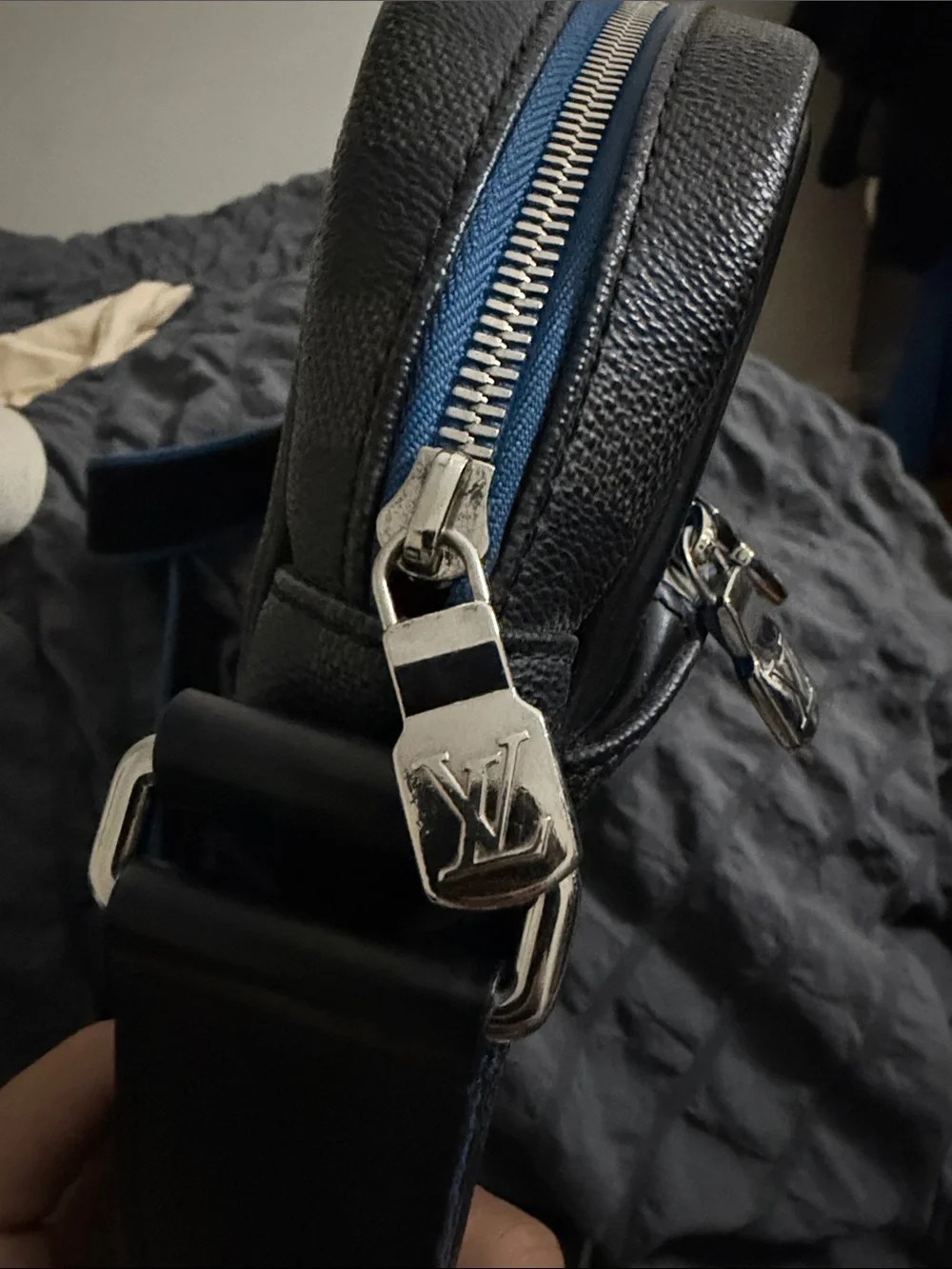 Louis Vuitton Damier Graphite Dayton PM Messenger Bag with Blue Trim